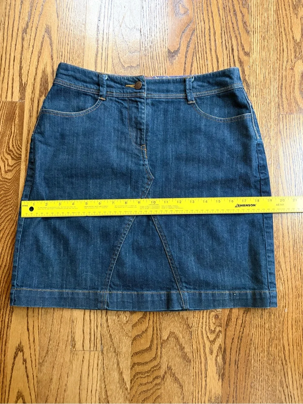 Boden WG371 Dark Wash Denim Mini Skirt A-Line Stretch Cotton Size US 6
